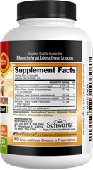 Front view of a 60-capsule turmeric supplement bottle