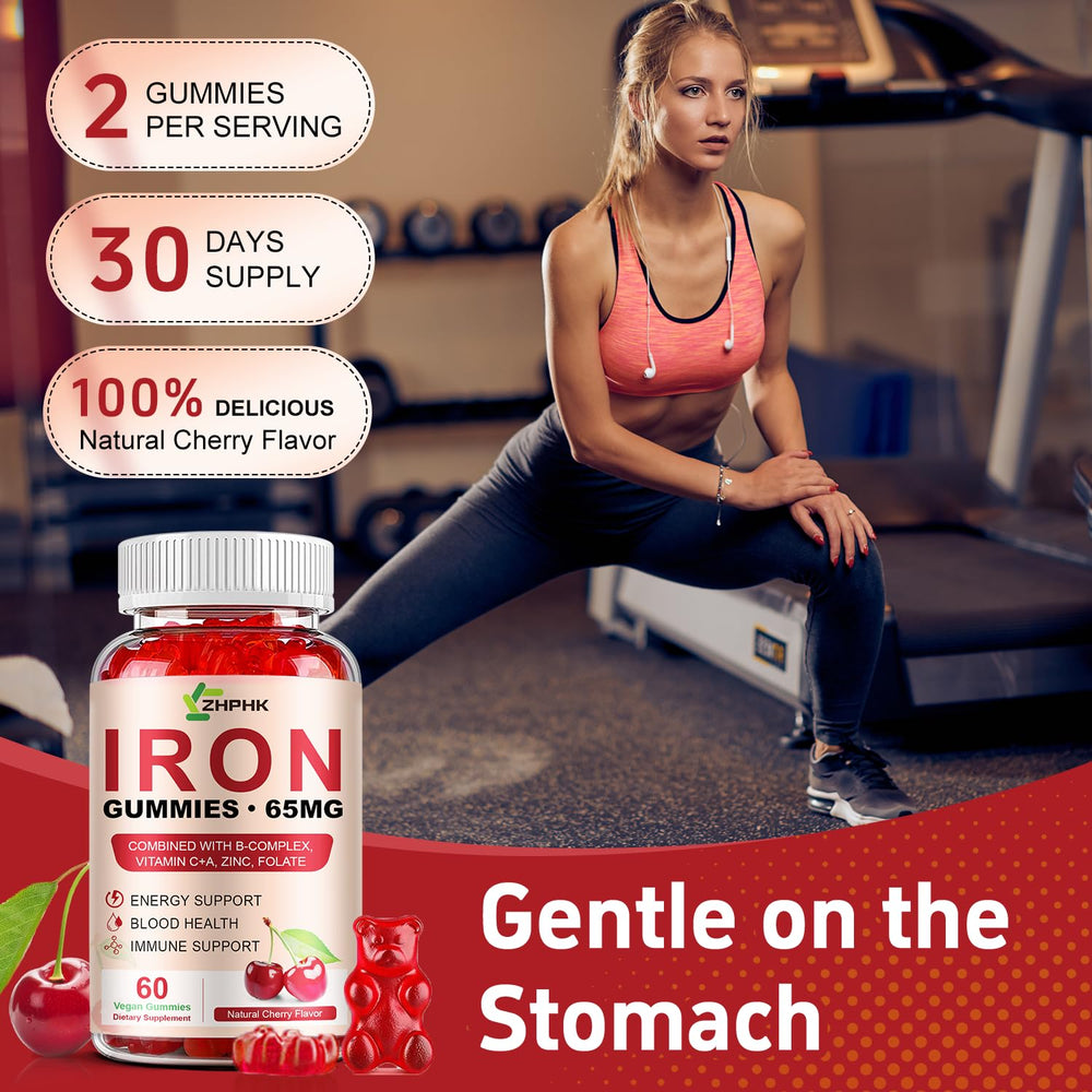 60-count bottle of cherry iron gummies