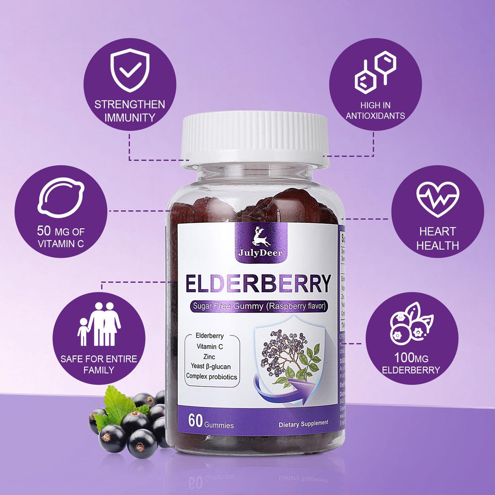 Family-friendly elderberry gummies for adults and children 4+
