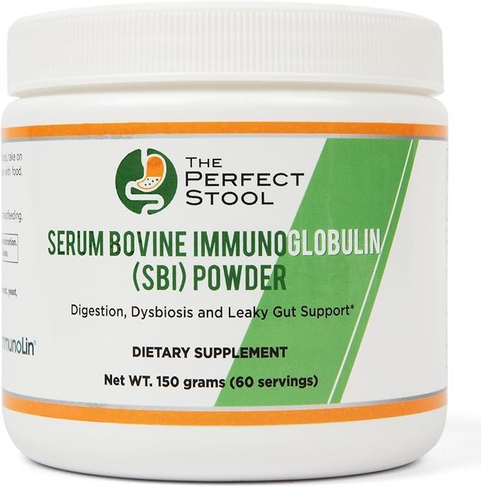 Front label of Immunolin IgG SBI powder tub showing 150g