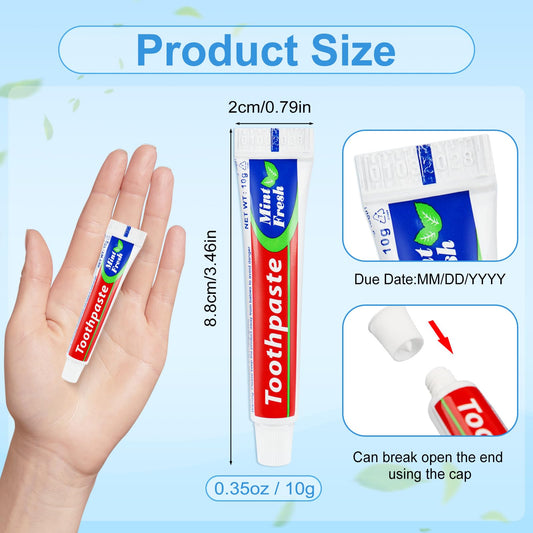 60 disposable toothpaste tubes 0.35 oz each for travel