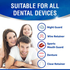 Mouth guard and night guard being cleaned with tablets