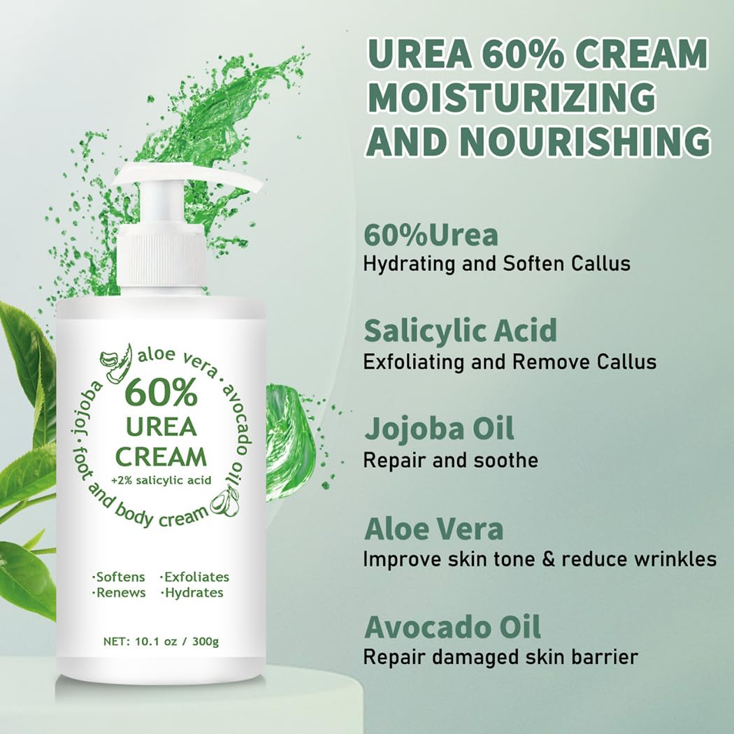 60% Urea Cream packaging packshot confirms 10.1 oz size for daily use