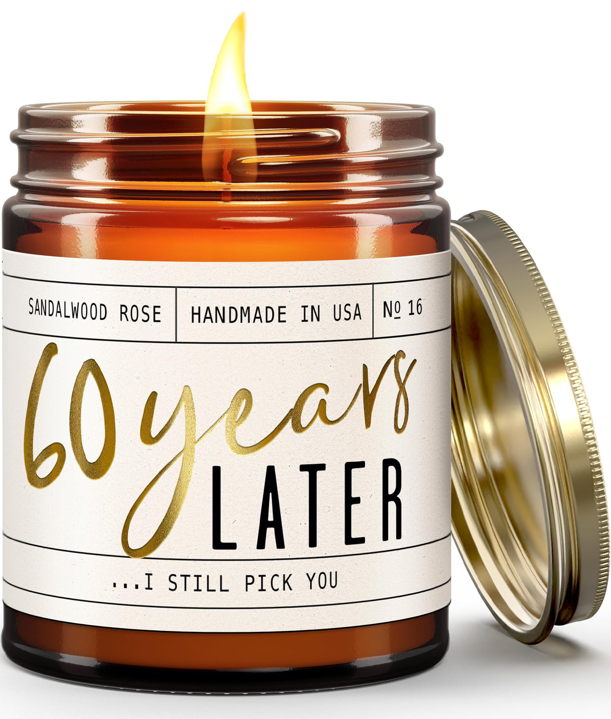 60th anniversary gift candle with sandalwood rose