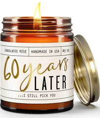 60th anniversary gift candle with sandalwood rose