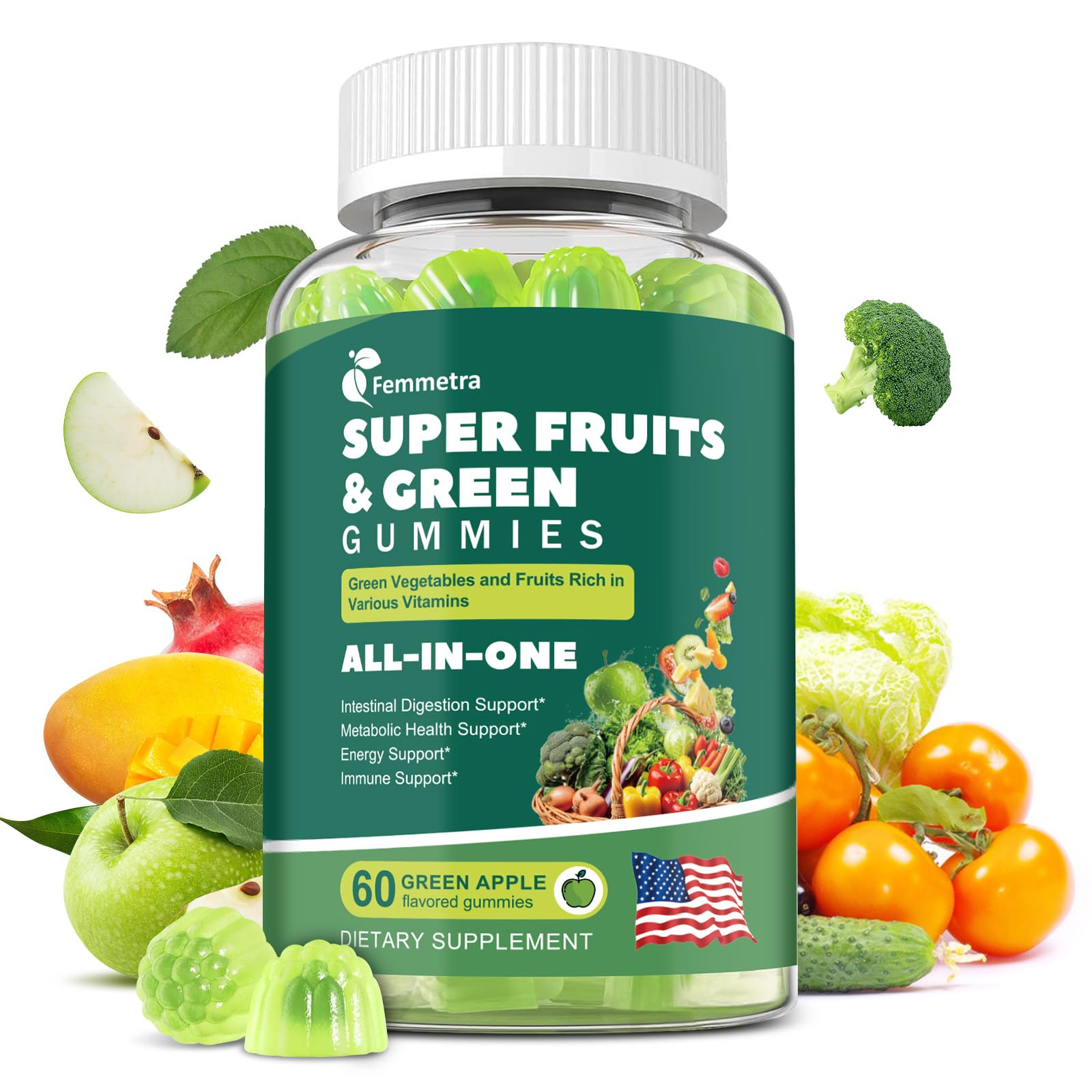 Bottle of 61-in-1 Super Greens Daily Gummies