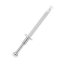 The 6ixGosh piercing tool in stainless steel grip for precise setup.