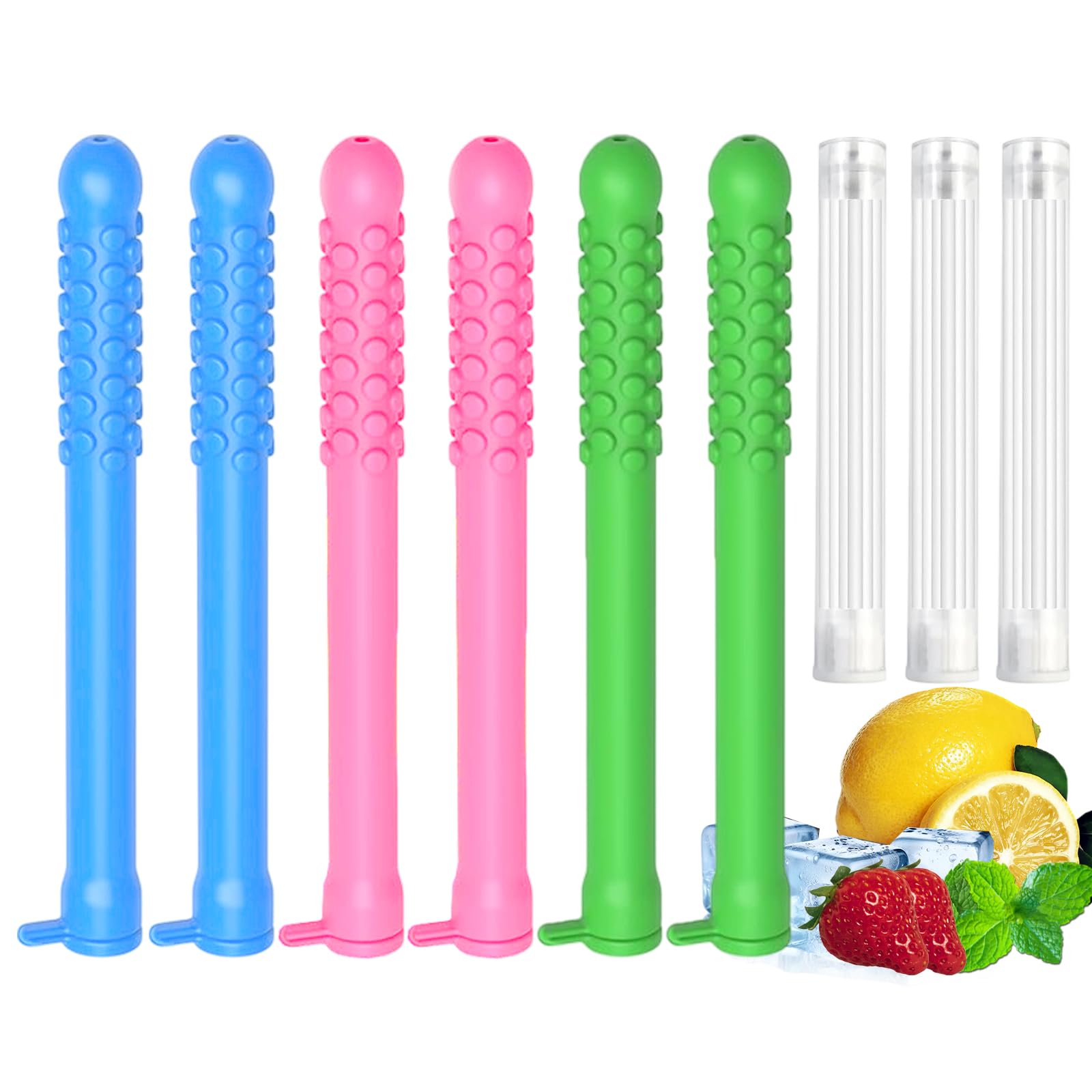 Set of six chewable breath sticks with 18 replacement cores