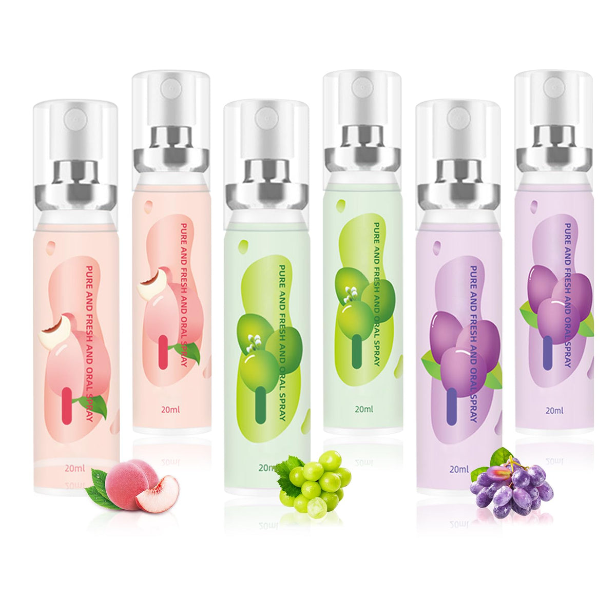 Front view of the 6PCS fruit mouth spray set