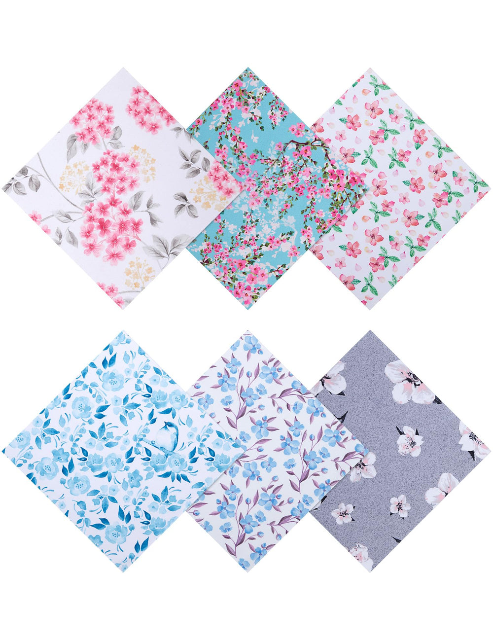 Six thickened microfiber glasses cleaning cloths with five-petaled flower pattern - design 1
