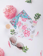 Square-shaped microfiber cleaning cloths with assorted flower designs