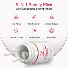 Close-up of 510mg liposomal glutathione bottle label