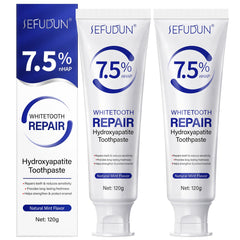 7.5% hydroxyapatite toothpaste fluoride-free packaging and tube