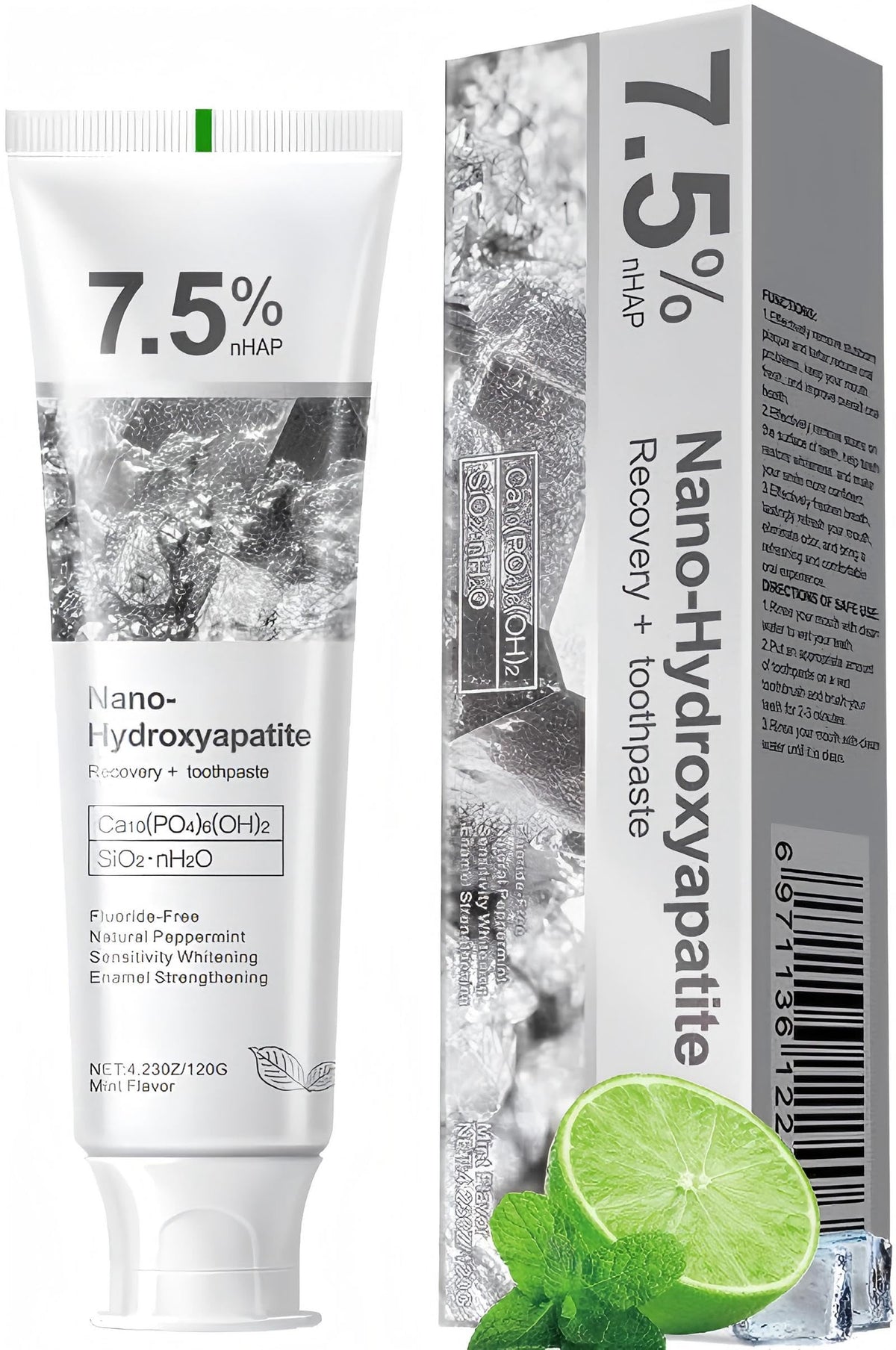 Product packaging for 7.5% Hydroxyapatite Toothpaste