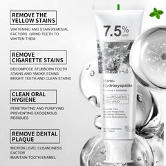 Close-up of toothpaste tube showing mint flavor