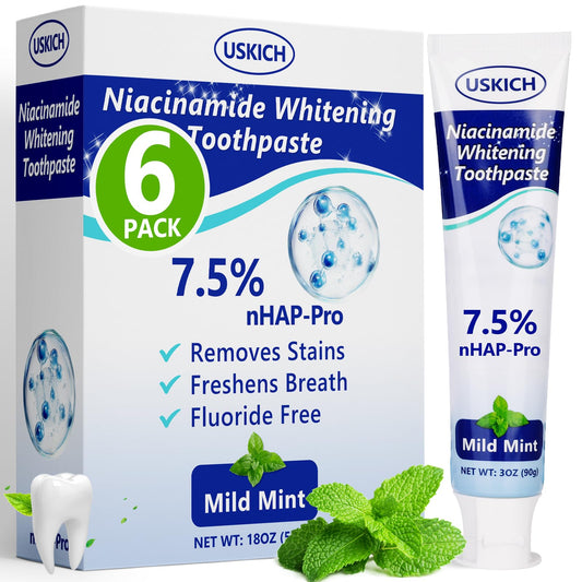 Front view of 6-pack nano hydroxyapatite toothpaste