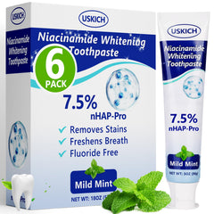 Front view of 6-pack nano hydroxyapatite toothpaste