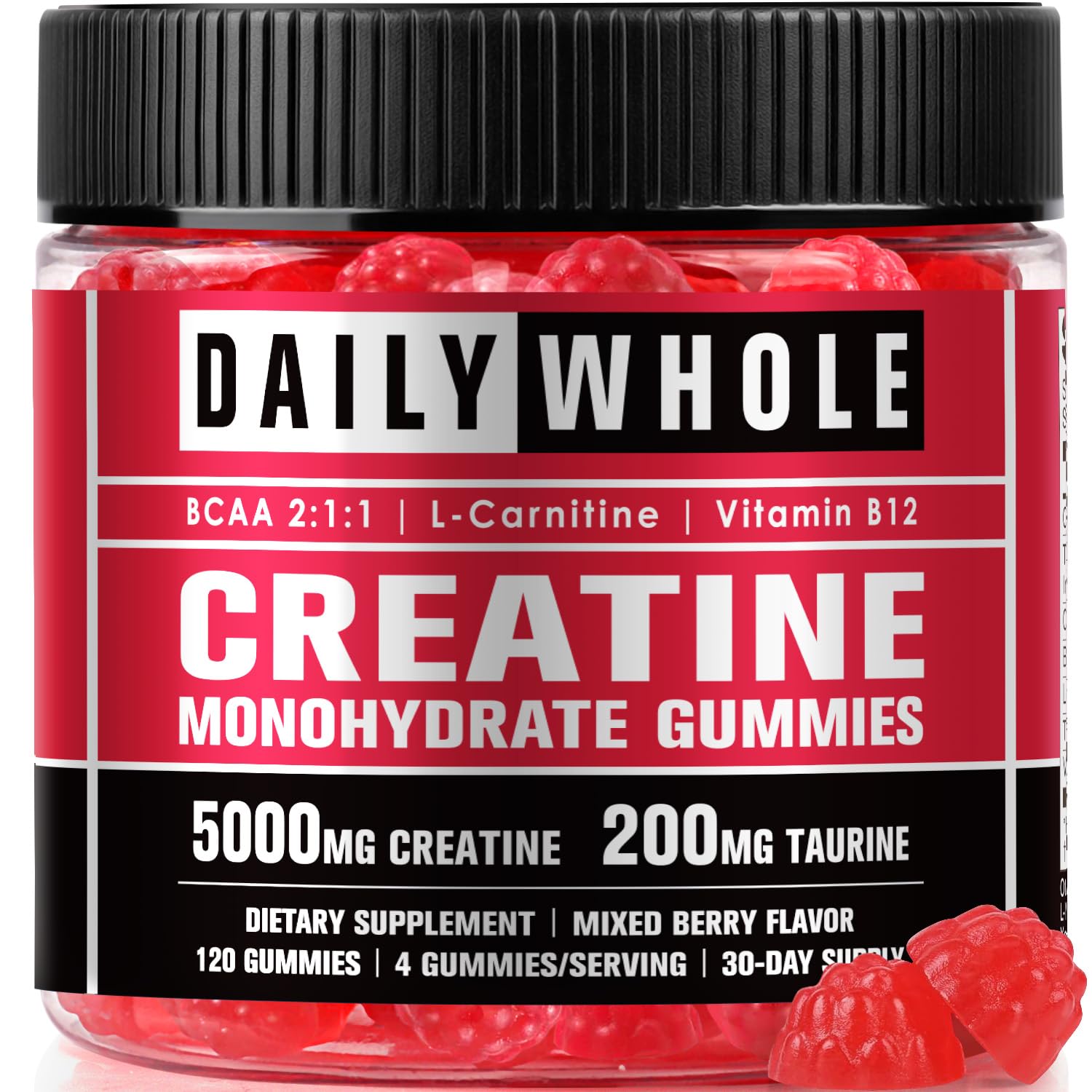 7-in-1 Creatine Gummies 120 count mixed berry bottle