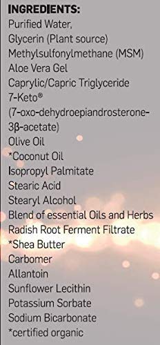Ingredients list for 7-Keto DHEA Cream