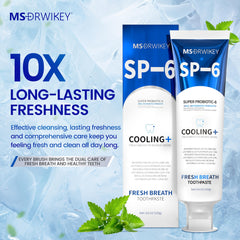 Purple beads in 7-Pro whitening toothpaste for extra freshness