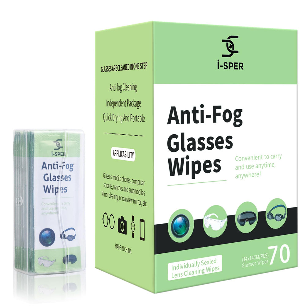 70-count anti-fog lens wipes in carrying box for eyeglasses