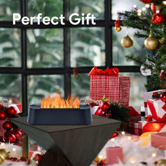 Warm fireplace-style aroma diffuser in a home decor setting, gift-ready