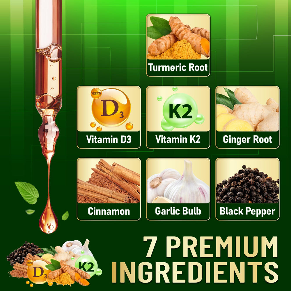 Bottle with fresh turmeric and ginger beside it