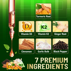Bottle with fresh turmeric and ginger beside it
