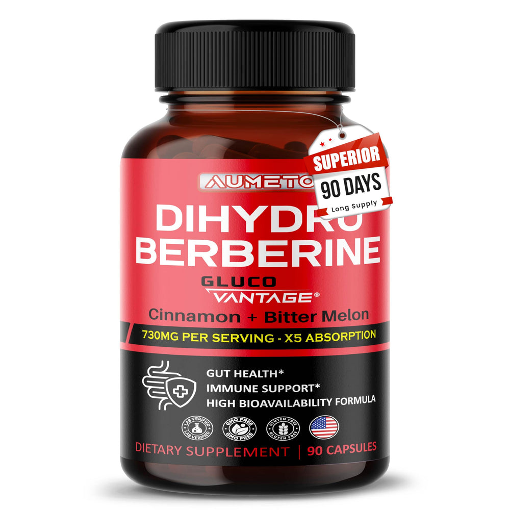 Front view of 8 in 1 Dihydroberberine Supplement bottle (90 count)