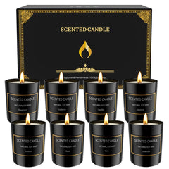 Front view of the 8-pack scented candles set for men