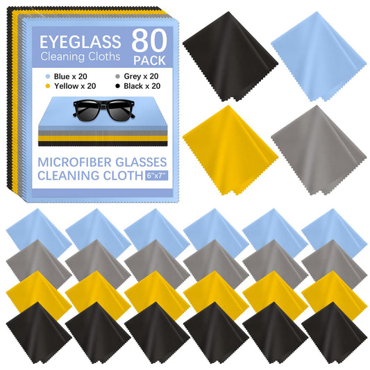 80 pack multi-color microfiber cleaning cloths for glasses