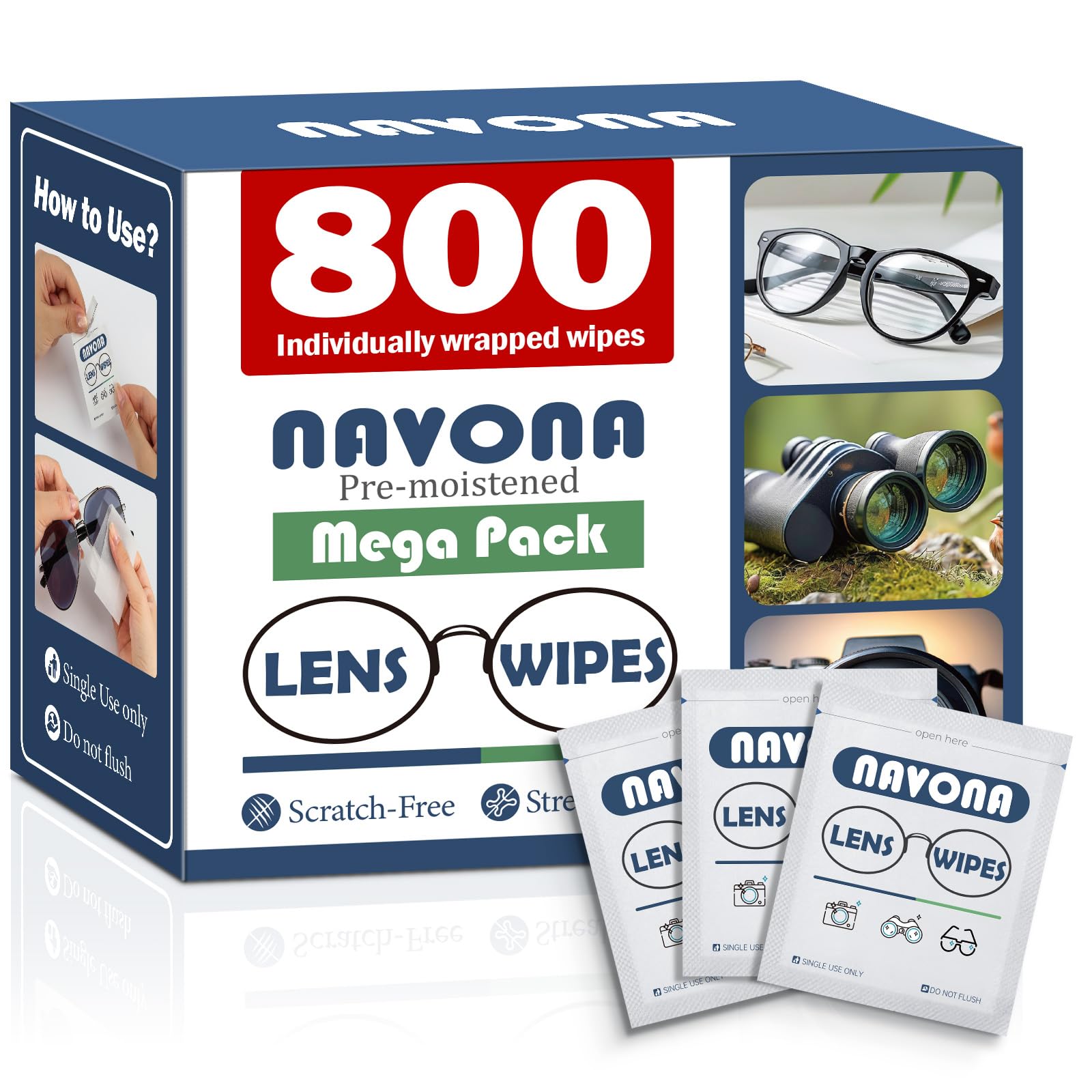 800-count lens wipes for eyeglasses