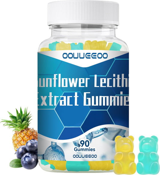 800mg Sunflower Lecithin Gummies Blueberry Pineapple mix front view