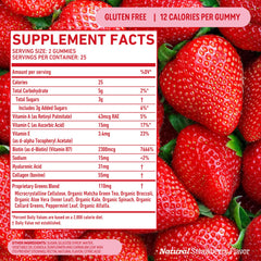 Close-up of strawberry-flavored gummies inside the bottle