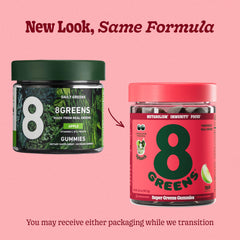 Vitamin content highlights on 8Greens Gummies (C, B6, B12)