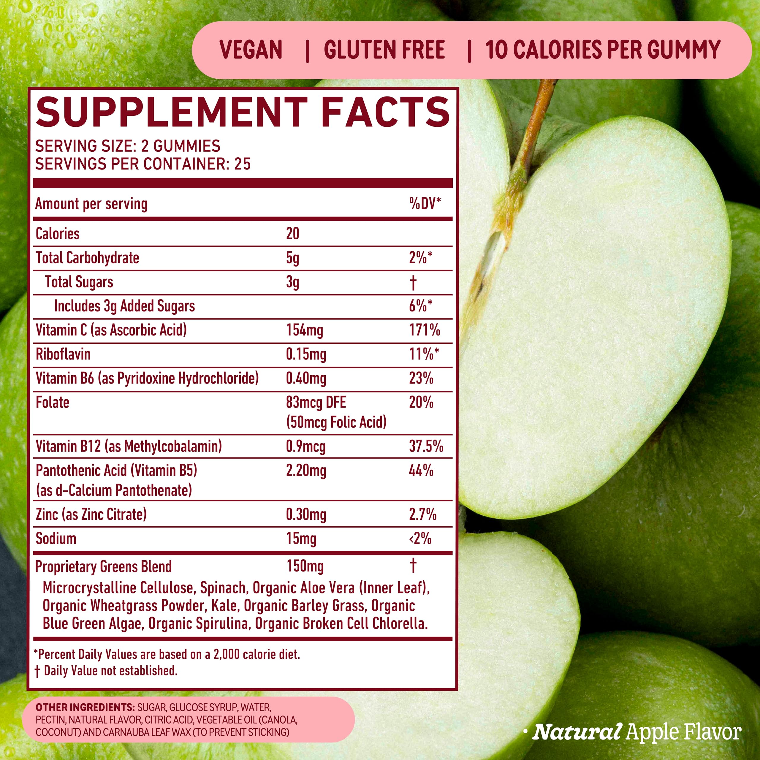 Front packaging image of 8Greens Gummies.