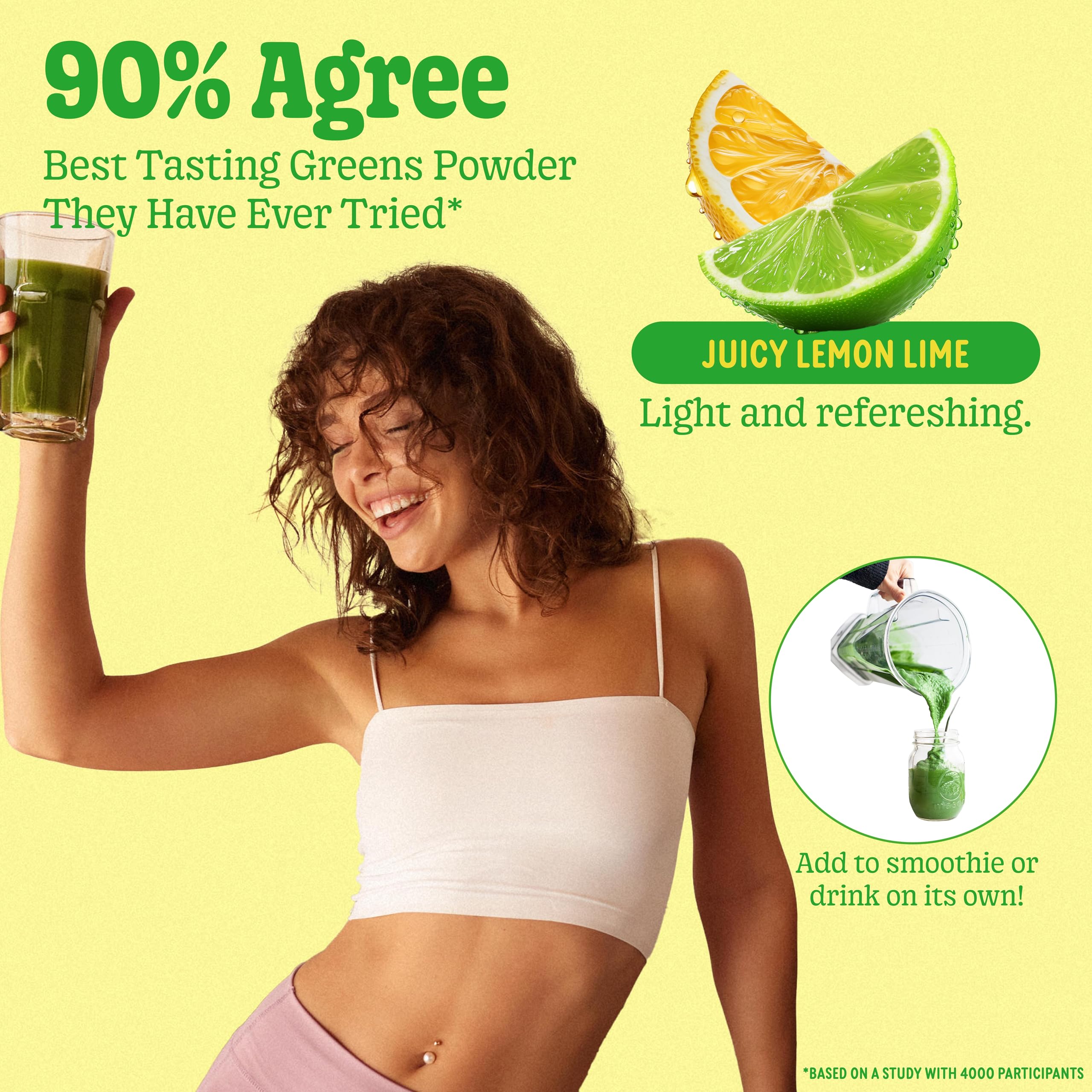 Close-up of 8Greens ingredients label showing spirulina and chlorella