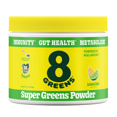 Front view of 8Greens Super Greens Powder bottle