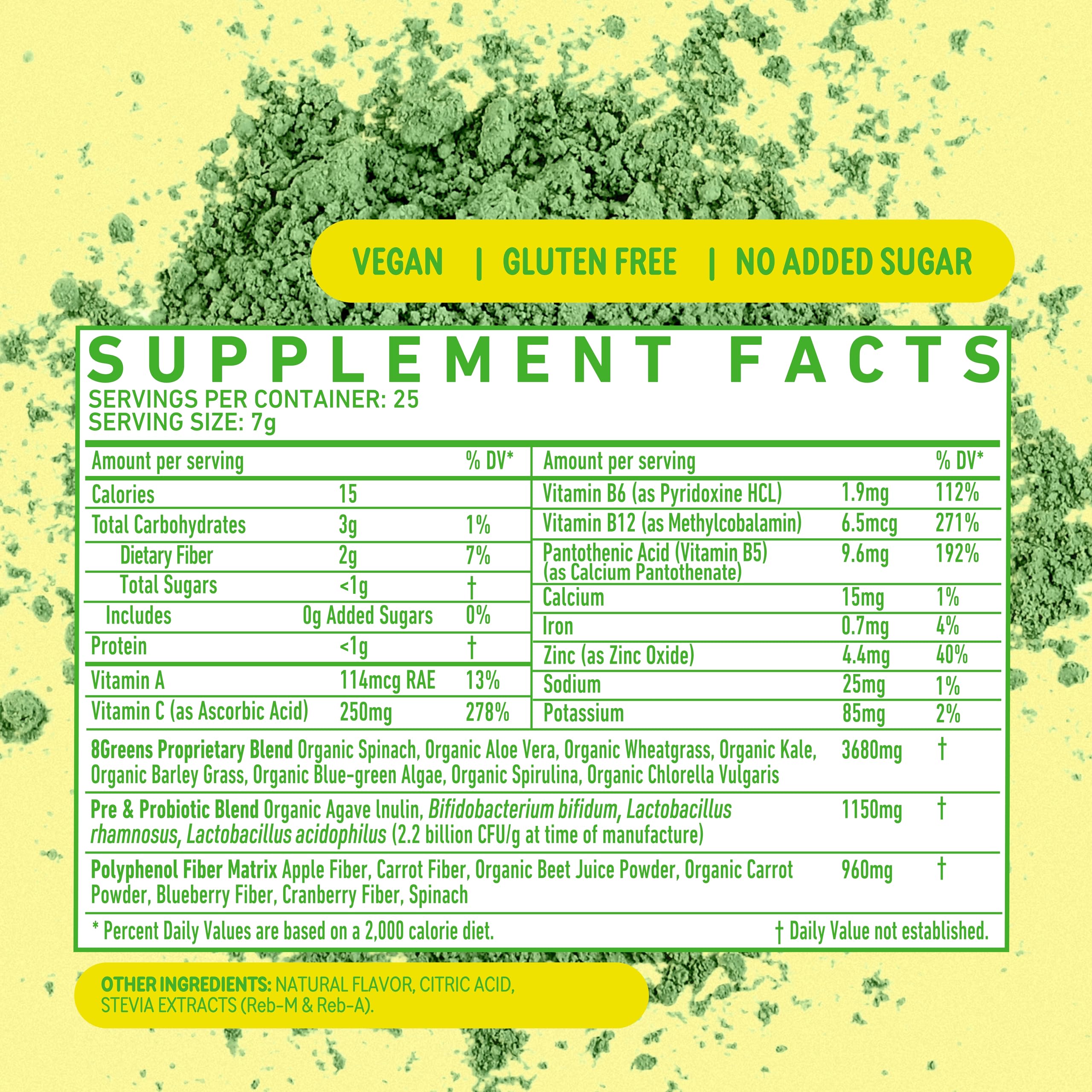 Serving scoop next to the 8Greens powder