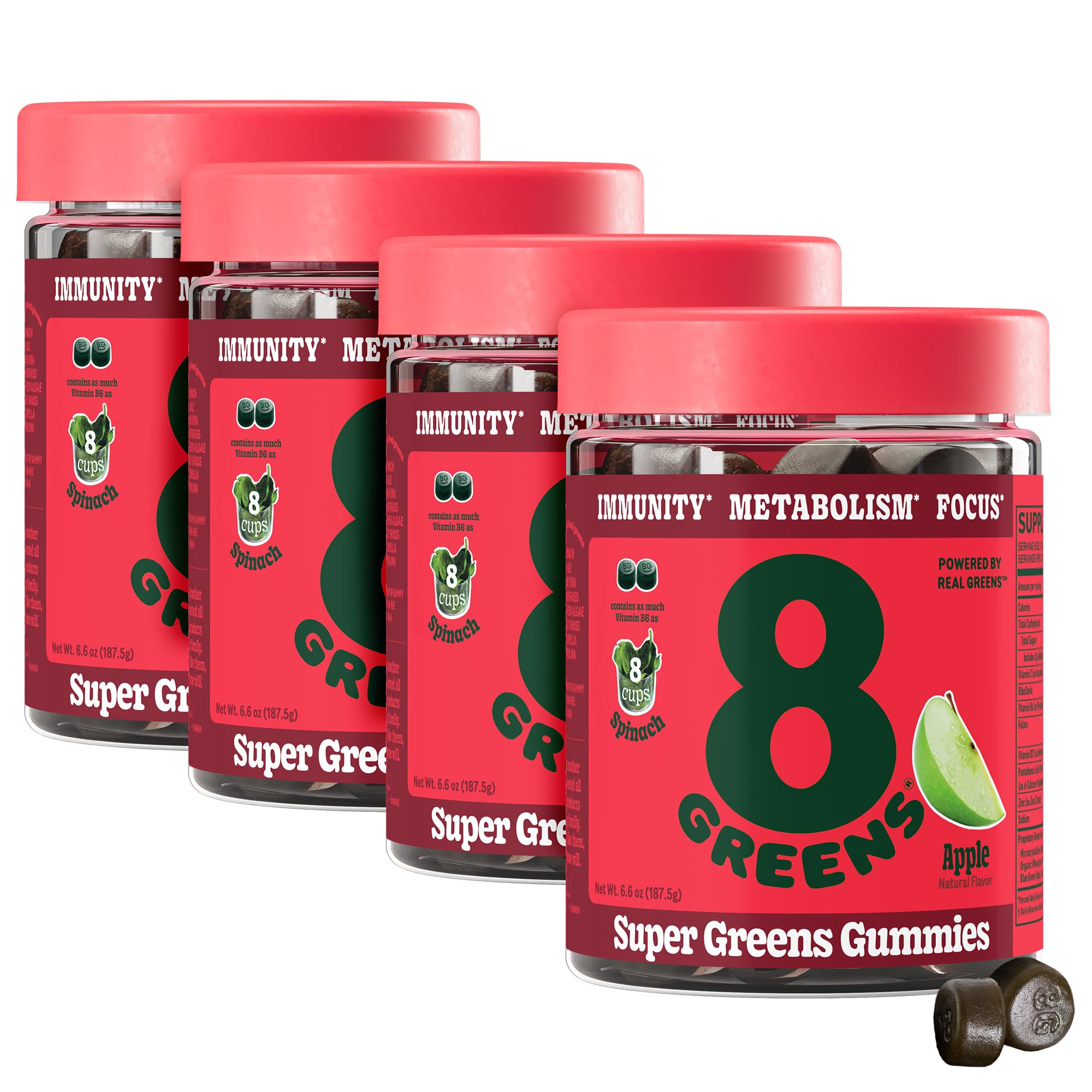 8Greens Supergreens Gummies packaging shows a convenient daily greens option.