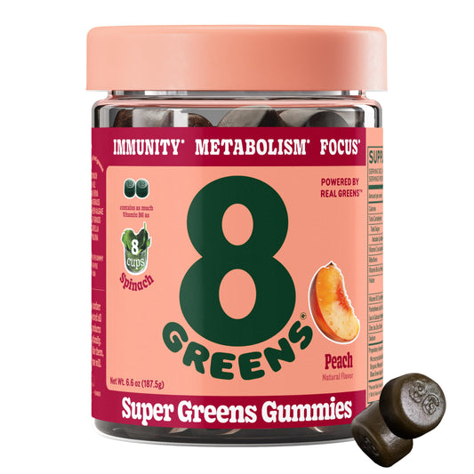 8Greens Supergreens Gummies Peach Flavor bottle - 50 count