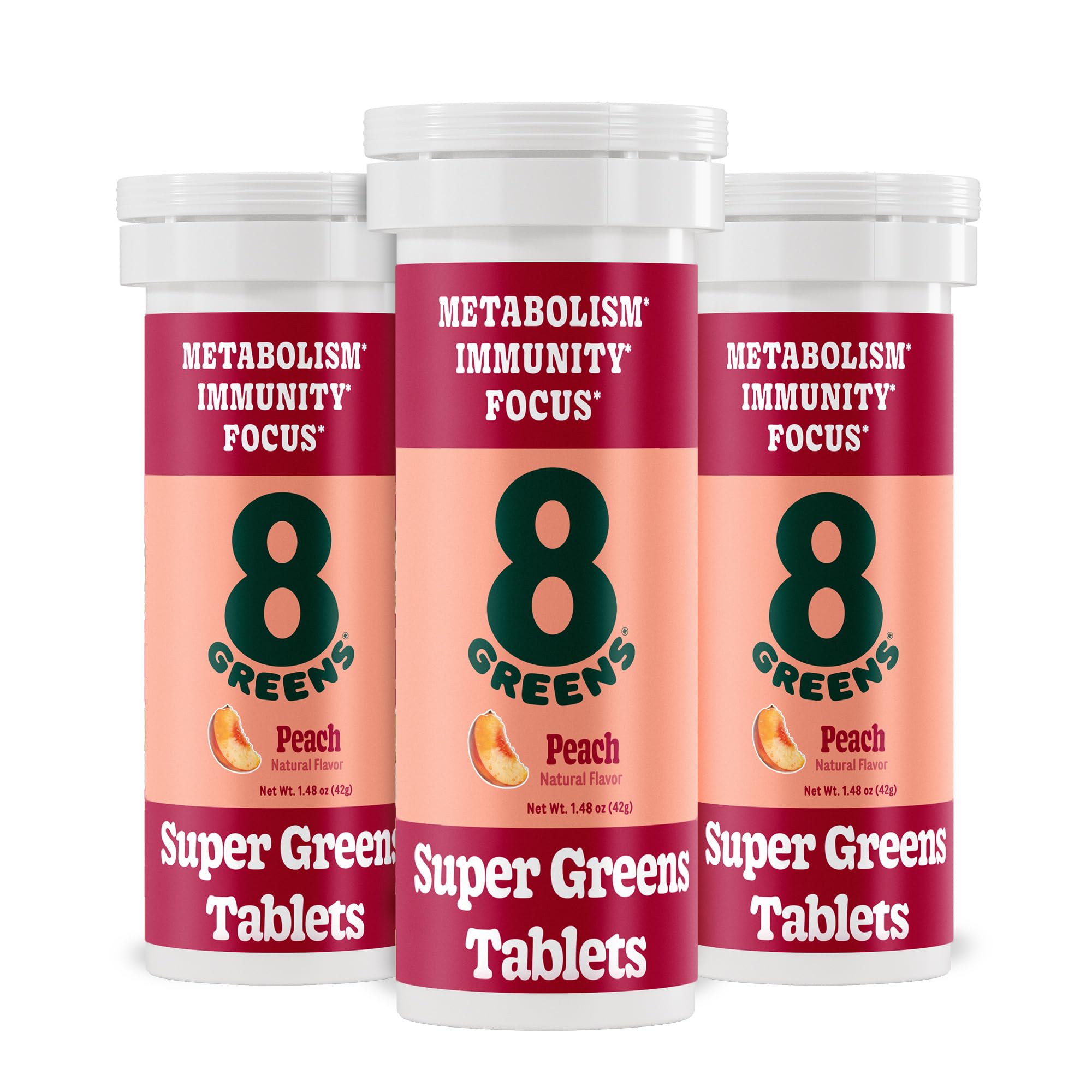 8Greens Supergreens tablets in a jar front view showing compact daily greens benefits