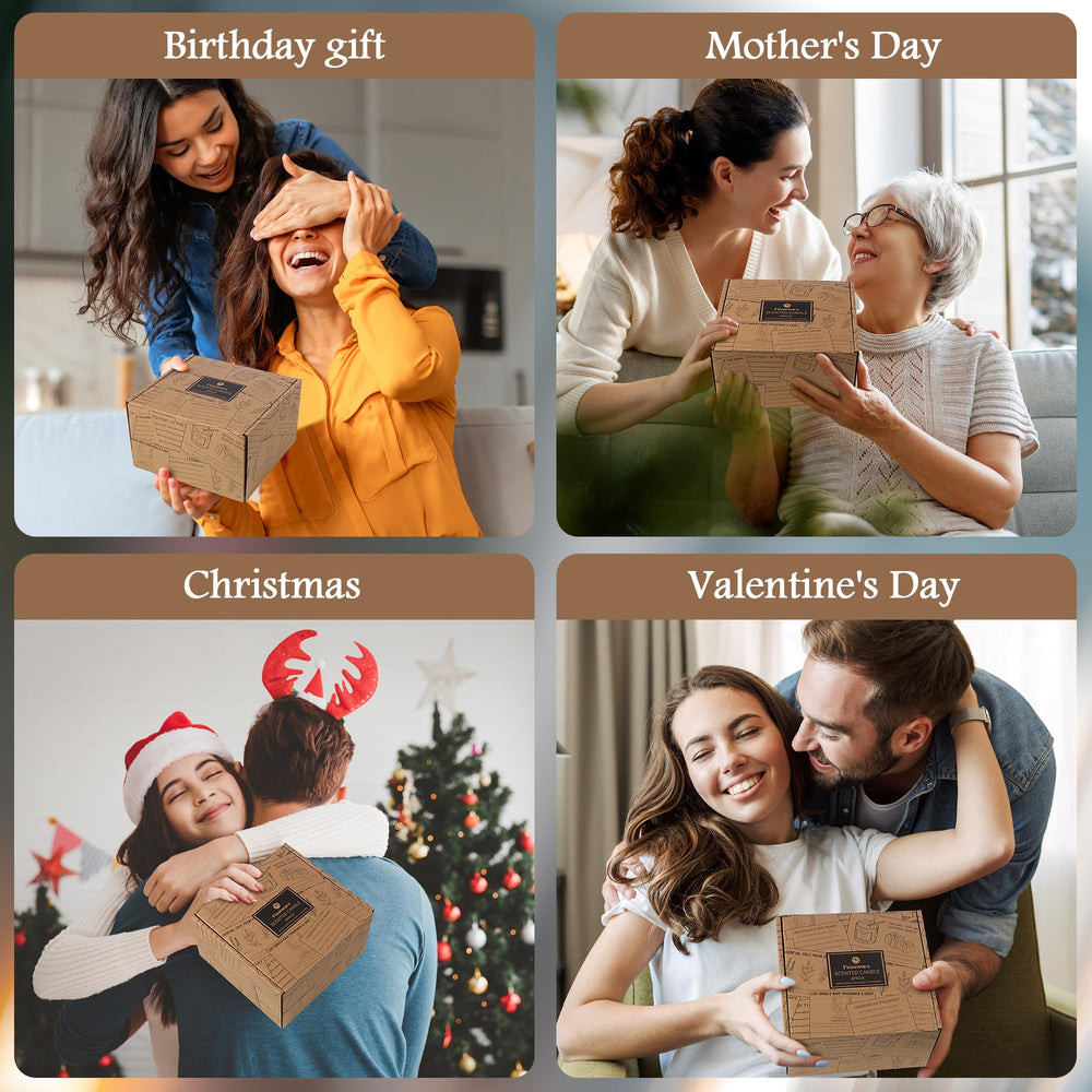 Gift-ready box of 9-pack vanilla, lavender and sage soy candles