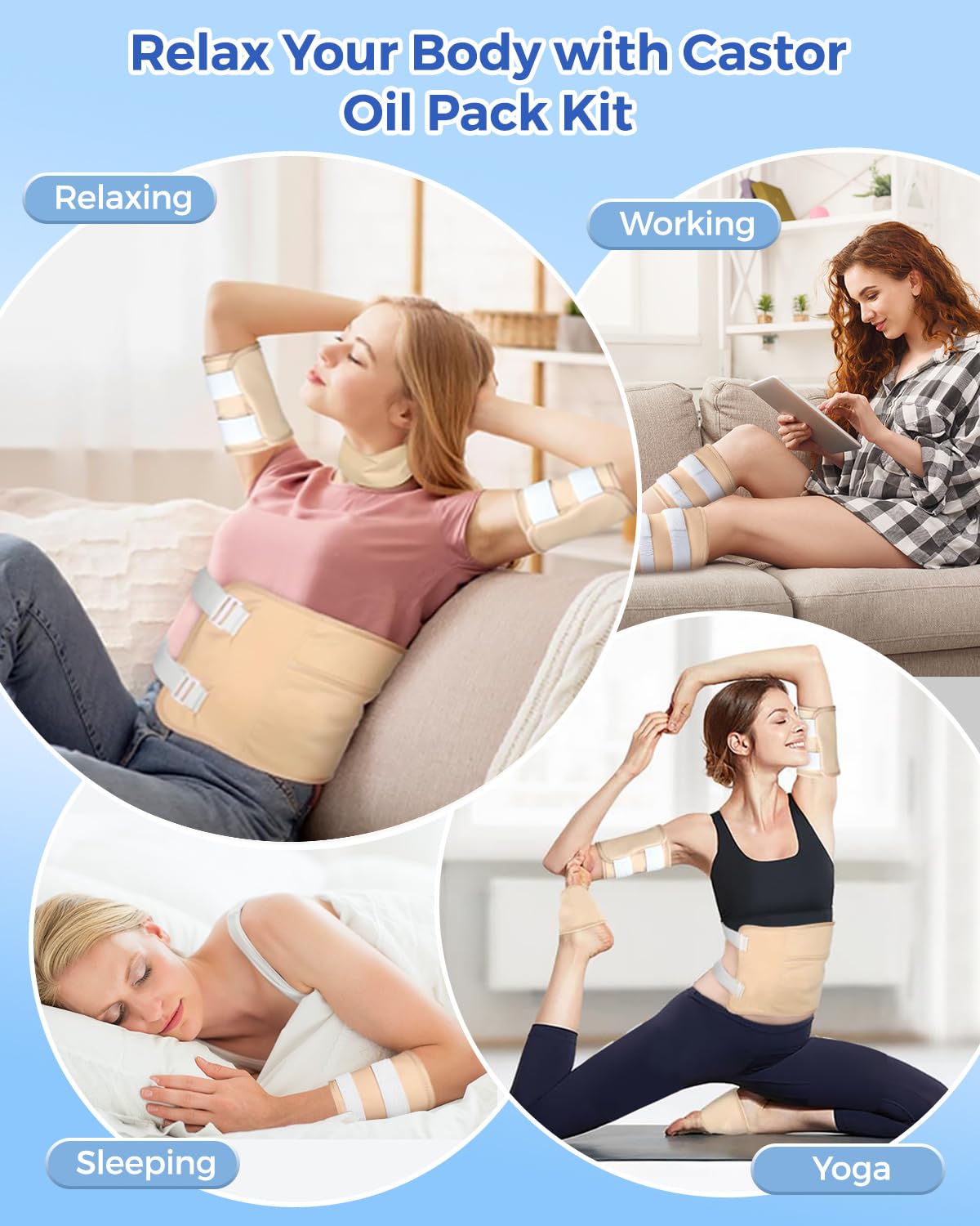 Leg wrap A for 9-piece castor oil pack wrap kit