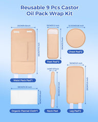 Organic cotton flannel inner layer for castor oil pack kit