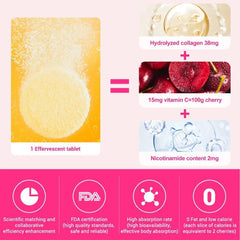 Sweet orange flavored effervescent tablets dissolving in a glass
