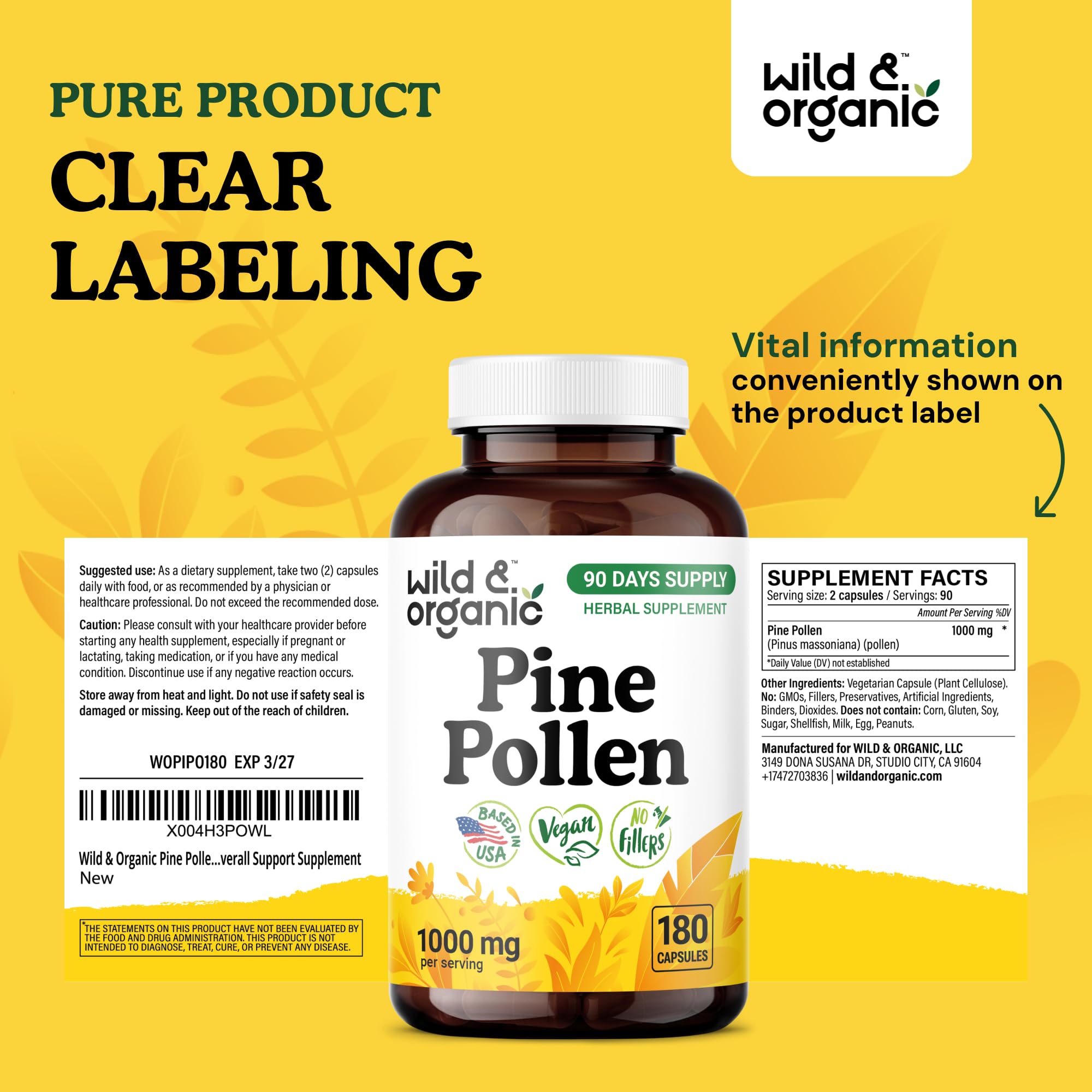 90-day supply of pine pollen capsules
