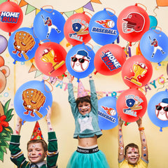 91balloons baseball party pack contents shown with punch balloons and tattoos for ready-made favors