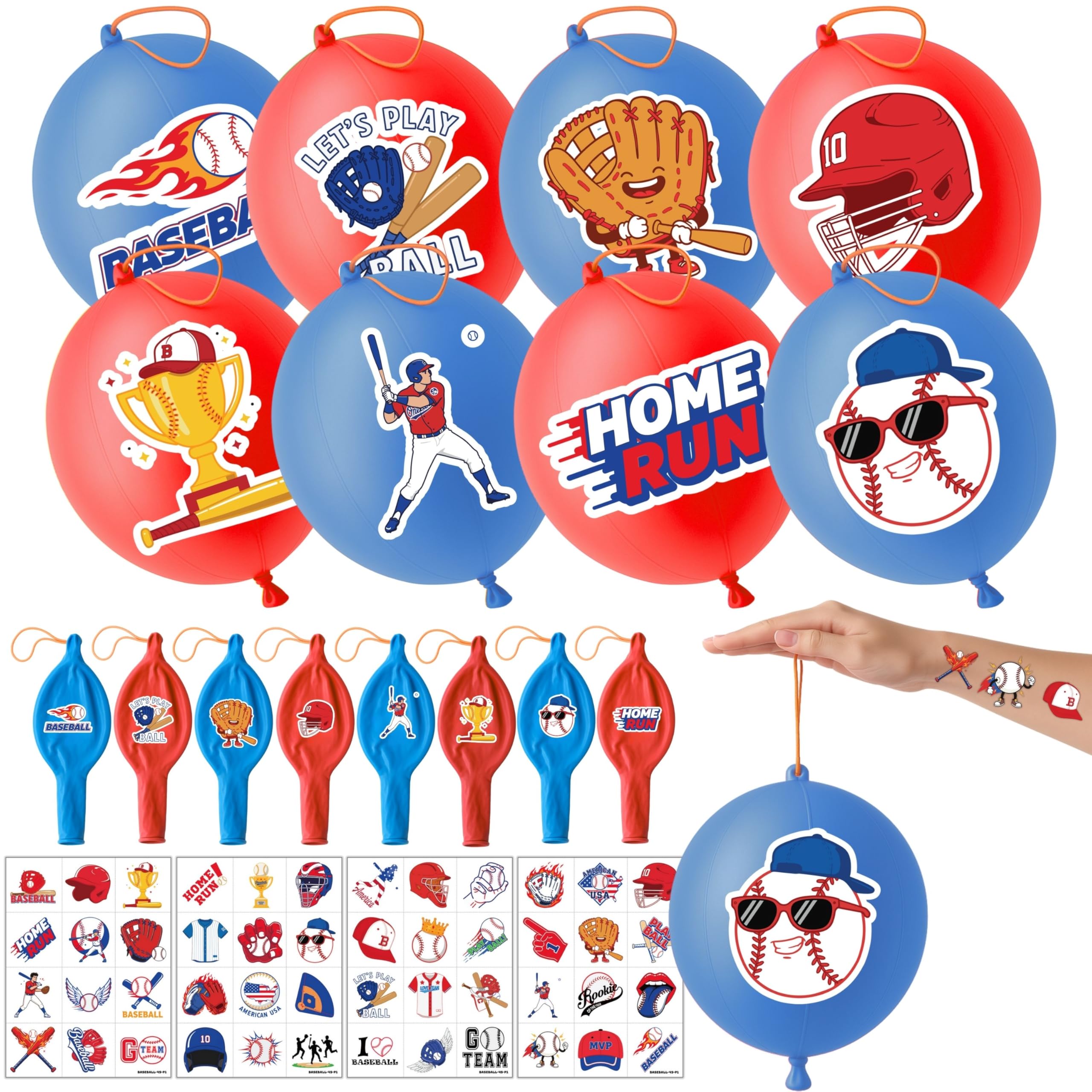 91balloons baseball punch balloons blue and red for lively party decor and games