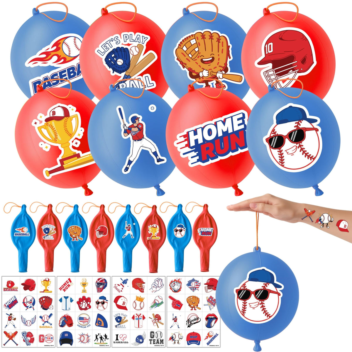 91balloons baseball punch balloons blue and red for lively party decor and games